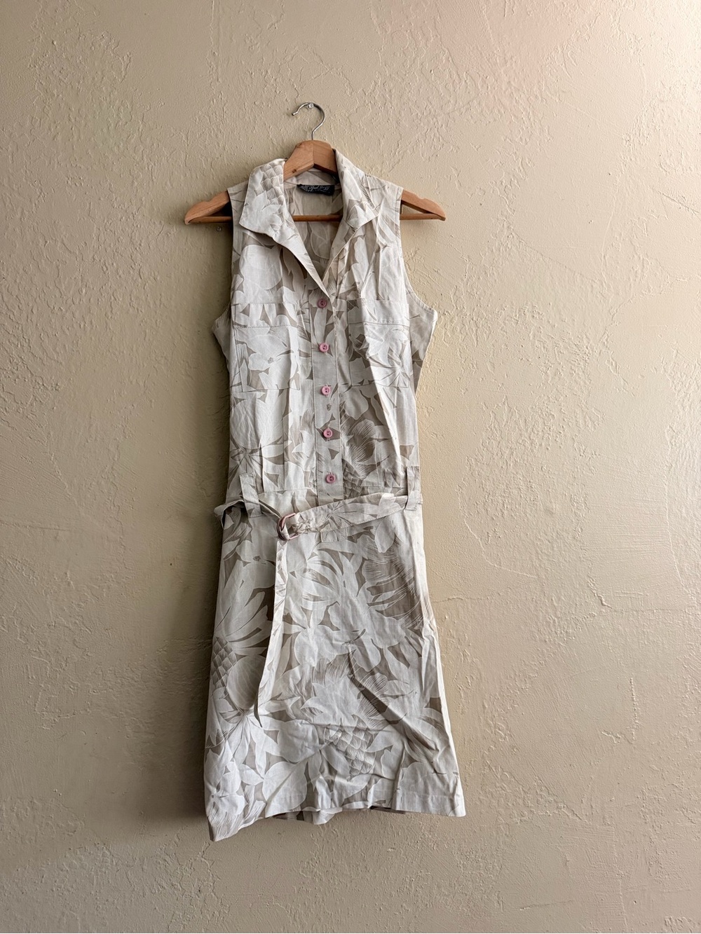 All That Jazz Cream and Taupe Sleeveless Collared Midi Dress